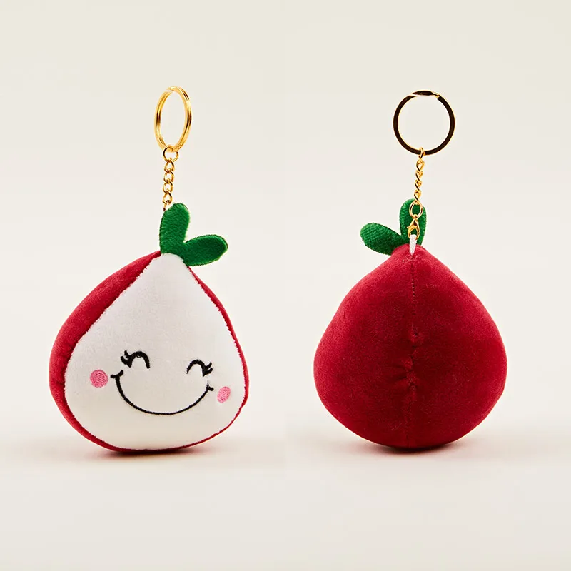Custom Keychain Plush Fruit Apple Plush Doll Pendant Keychain Key Ring Holder Bag Phone Decor Bananas Vegetables Toys for Kids