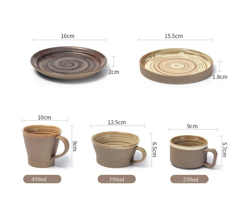 Керамические кружки для завтрака с молочной водой, домашняя посуда, ручная работа, ретро керамика, кофейные чашки, креативная чайная чашка с блюдцем, набор тарелок