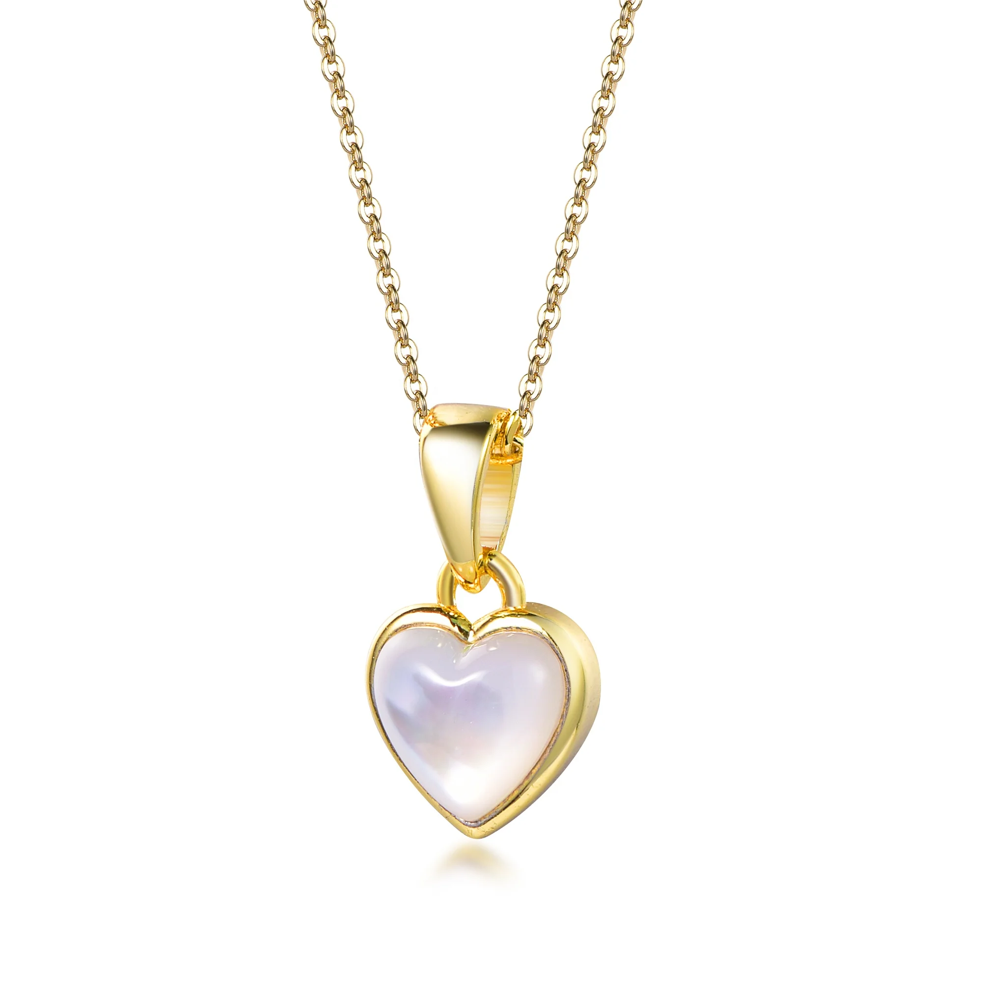 18k gold pendant mother of pearl and gold chain necklace shell pearl necklace heart big pearl necklace