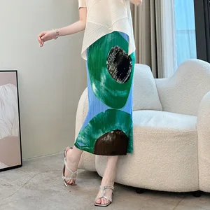 Miyake 2026 New Summer Elegant Mid-Length Split Pleated Skirt High Waist Slimming Chiffon Casual Style for Hip Skirt Lovers