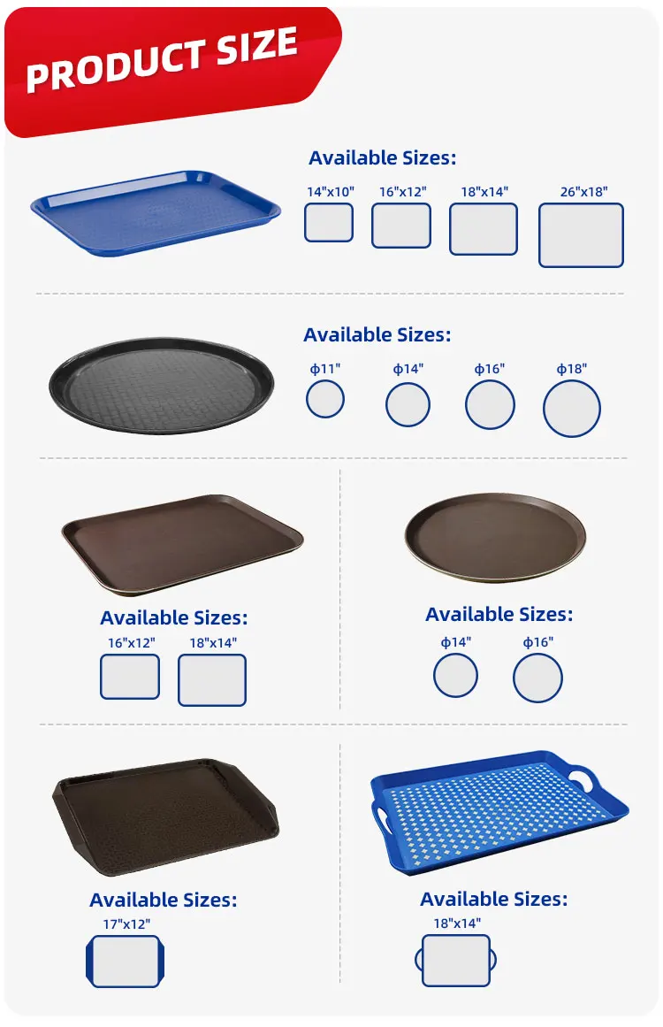 Cafe Standard Non-Slip Plastic Fast Food Tray Serving Food Tray manufacture