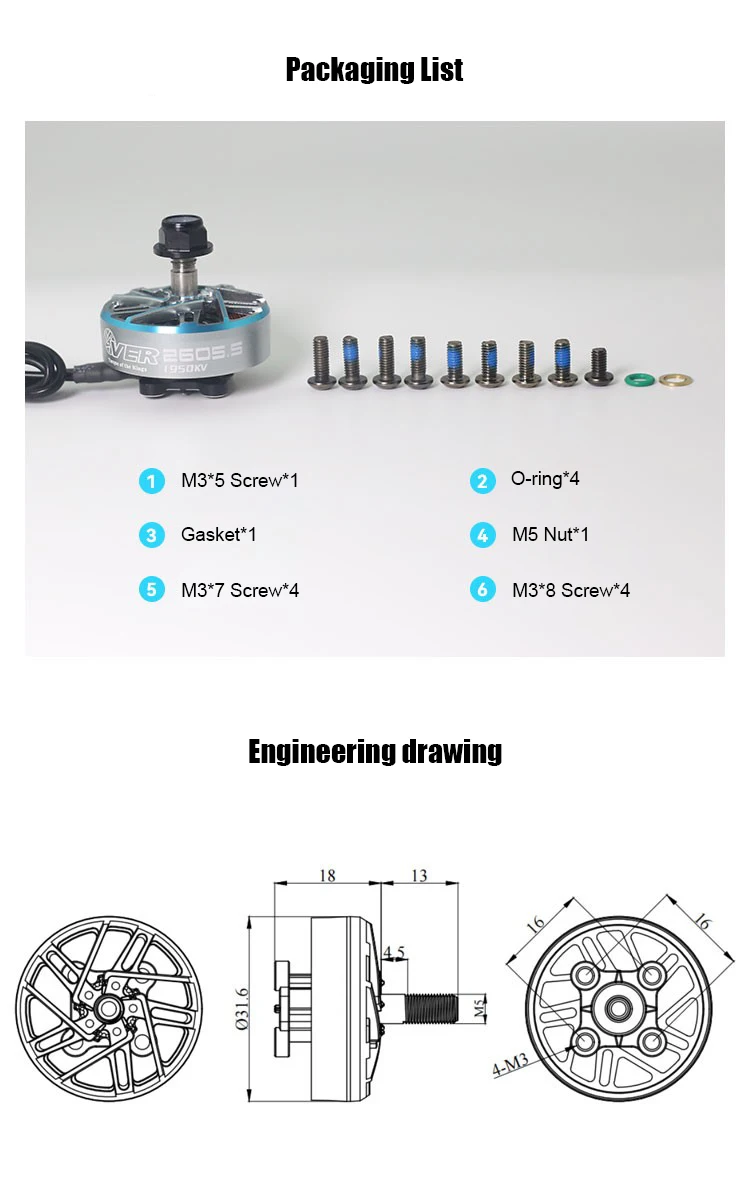 TOPFPV 2605.5 Motor1150KV 6S 2150KV 4S Brushless Motor for FPV Freestyle Flying 5-6 Inch Long Range LR7 Drones DIY Parts
