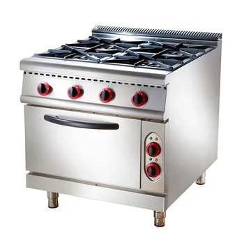 Hotel Restaurant Supplies Commercial Kitchen Cooking Equipment 4 Burner Gas Range/Stove With Electric Oven
