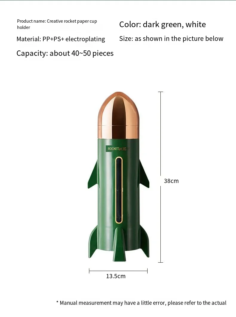 Creative Rocket Water Dispenser Cup extractor Disposable cup storage rack Automatic perforation-free paper cup holder manufacture