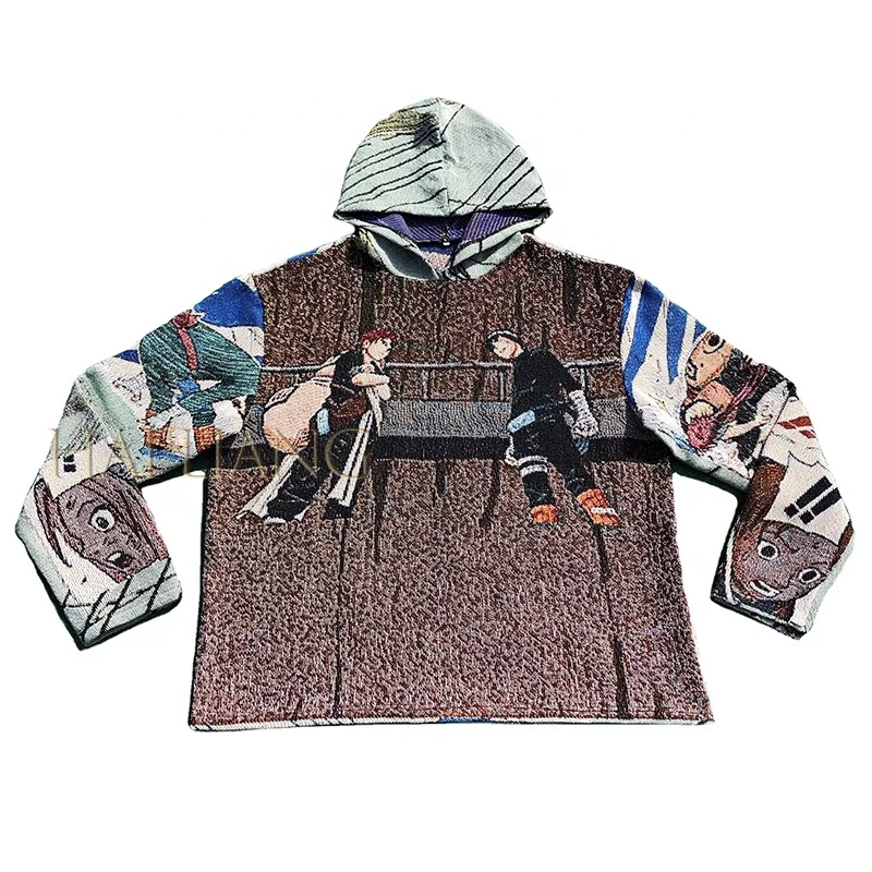 Wholesale Custom Mens Clothing You Own Design Woven Tapestry Hoodie Arm  Patchwork Sweatshirt Anime Hoodies Men From malibabacom
