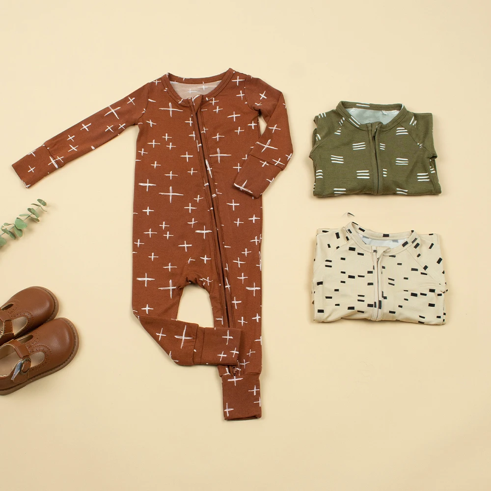 Custom Printing Bamboo Newborn Bebe Clothes Baby Bamboo Zippers Romper