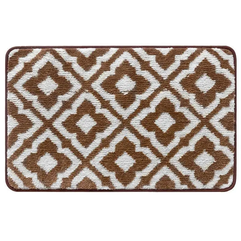 Super Microfiber Geometric Crown Flower Flocking Door Mat - Bath Mat, Kitchen Mat, and Anti-Slip TPR Bottom Mat for Entrance