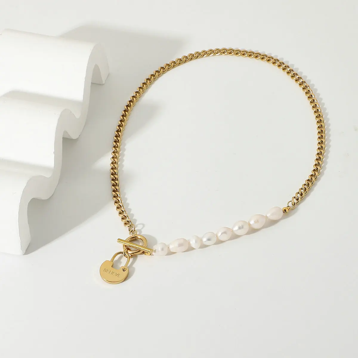 FOCALOOK Initial X Necklaces For Women Men Gold Plated Figaro Chain 16