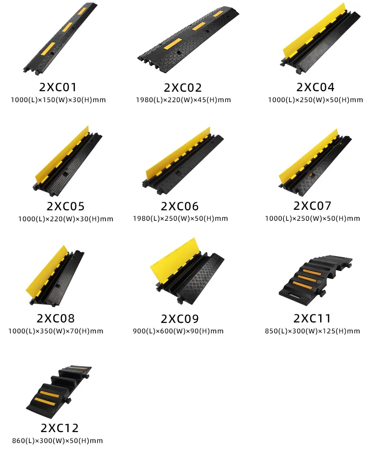 Wholesale 1000*350*70mm 2-Channel 100% Recycled Rubber Cable Protector Humps with Safety PVC Lid Speed Bumps Product details
