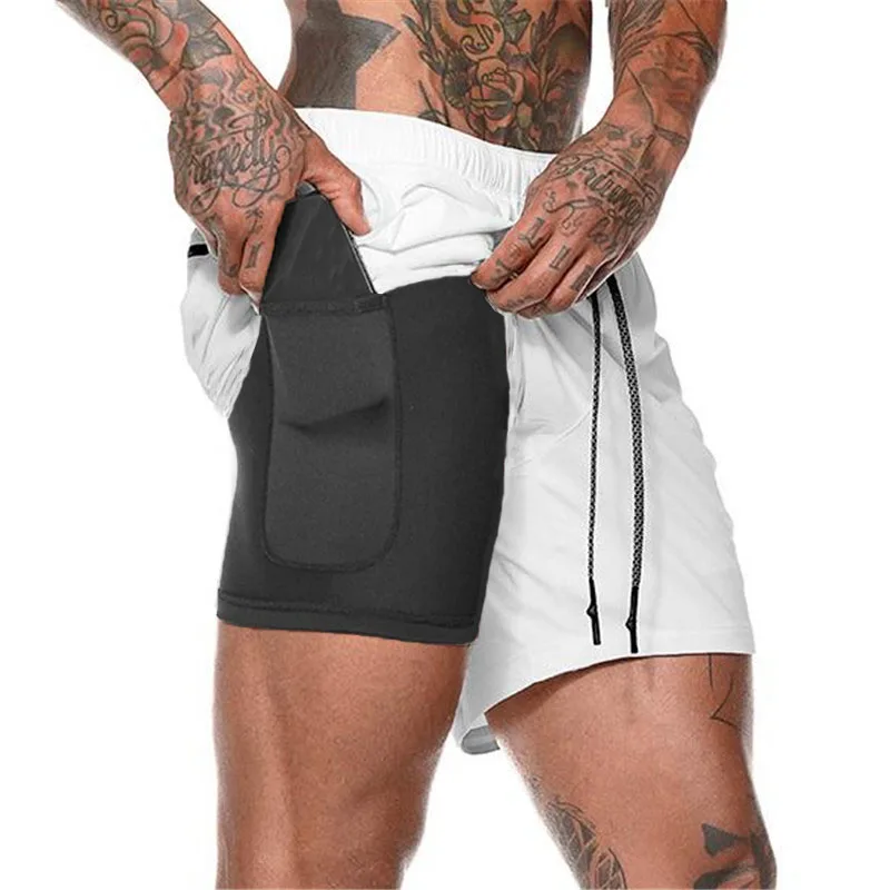 Men's Gym Shorts 2 In 1 Spandex Light Weight Trail Running Short With ...
