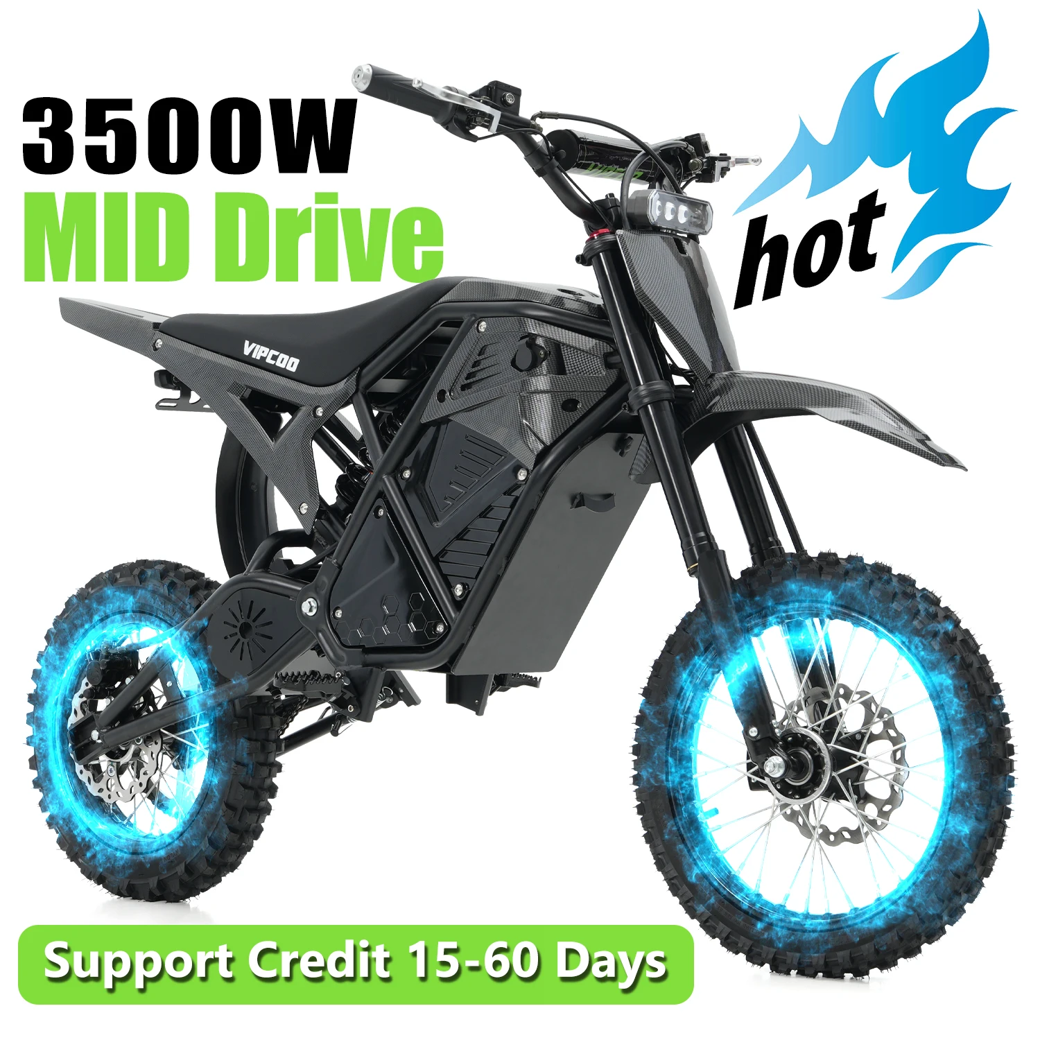 VIPCOO H2 GB Electric Dirt Bike Motorcycles 55km/h Max Speed