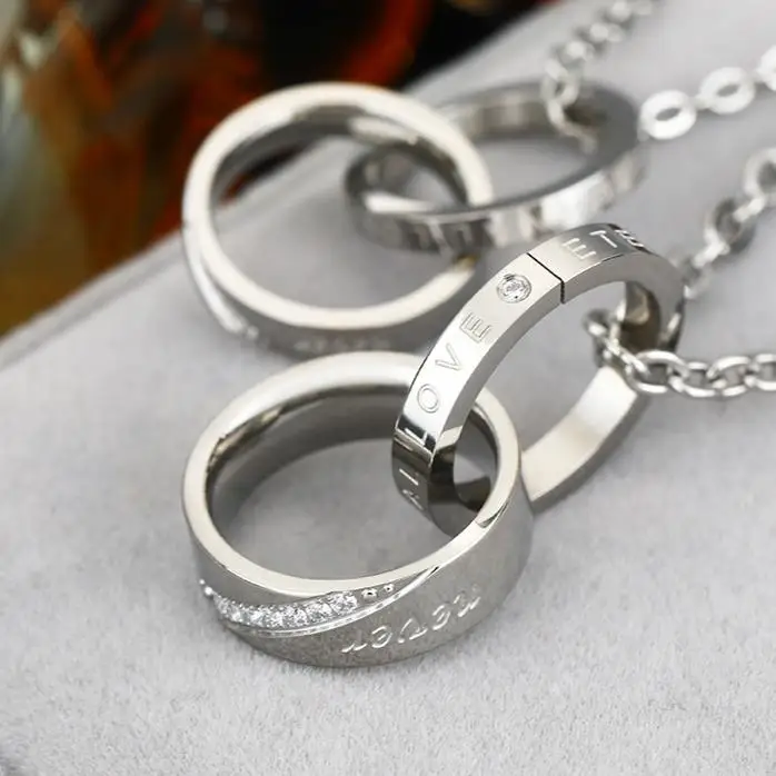 FY Personalized Promise Jewelry Stainless Steel CZ Diamond Inlaid