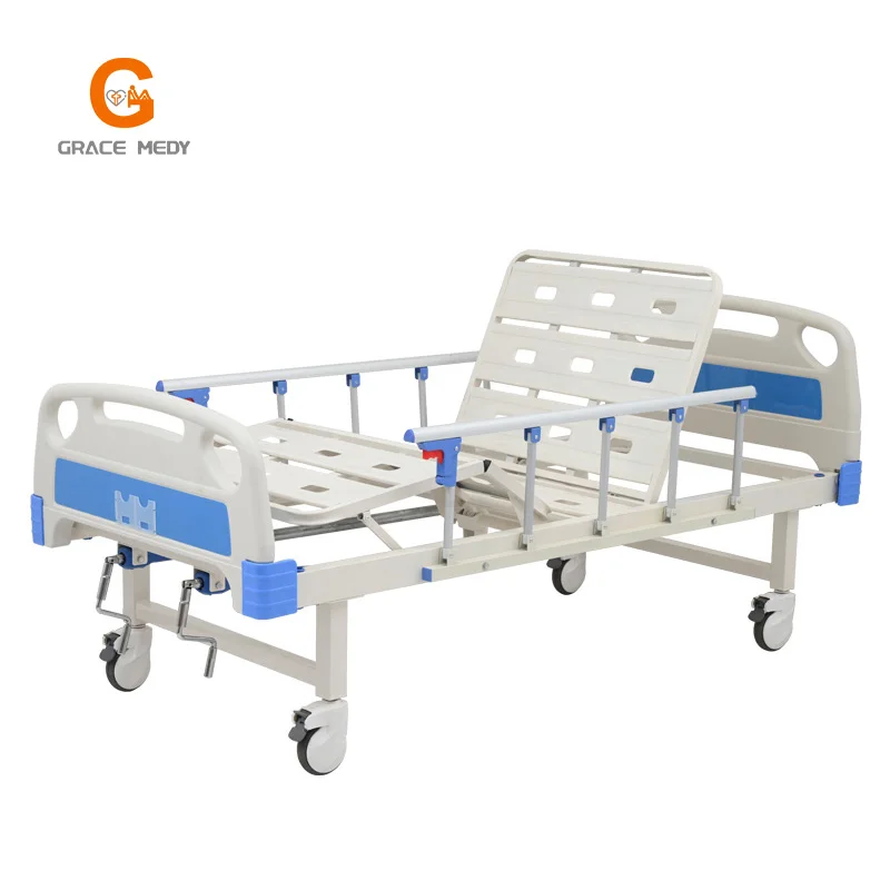 2-Function Manual Hospital Bed Accessories Plastic Adjustable Medical Bed for Home Care With 2 Crank Mechanisms