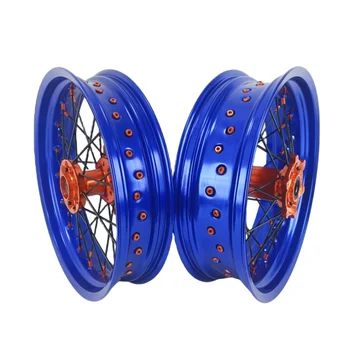 High Quality Best price is high17 Supermoto Wheelset Blue Rims Orange Hub fit KTM EXC SXF