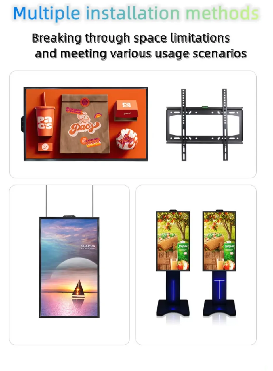 32 43 55 inch Hanging Lcd Advertising Machine High Brightness 1000-5000 Nits Stores Shopping Malls Digital Signage and Display factory