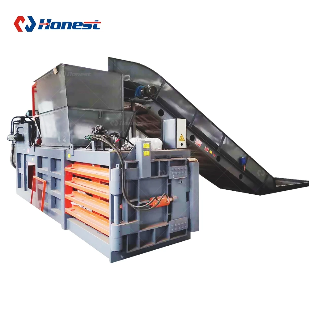 Used Clothes and Textile Compress Baler Machine Cardboard Horizontal Baler Compactor