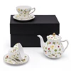 Four Leaf Clover - Ceramic Teapot + 2 Cups & Saucers