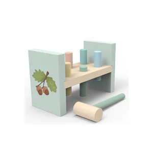 Unisex Montessori Educational Pound-a-Peg Toy Nontoxic Wood Fun Toys for Kids 24M+ Hot Set Supply