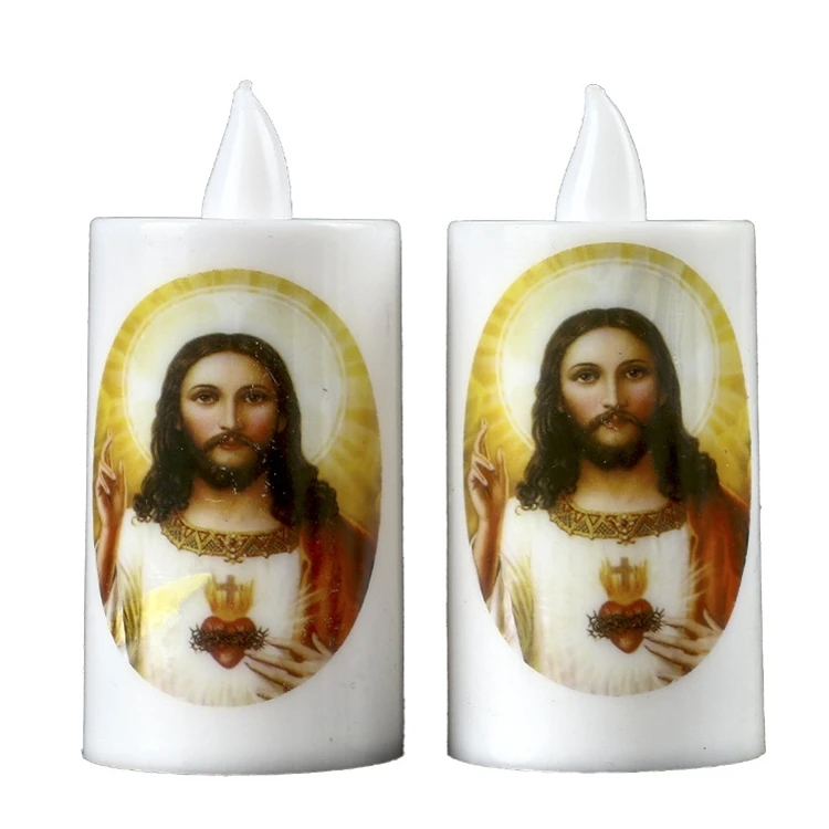 Sacred Heart Of Jesus Led Flameless Devotion Prayer Candle Religious