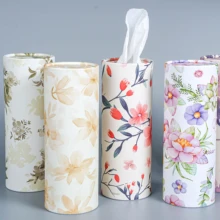 custom design tissue paper 2Ply soft car Tissue Box Eco-Friendly cylinder Tissue box for car