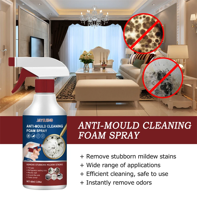 Jaysuing 60ml Anti Mould Cleaning Foam Spray Toilet Wall Sink Washer