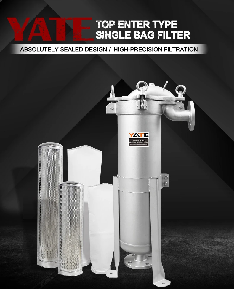 Stainless Steel 304/316 Bag Filter Housing with 0.1 Micron Precision 500L/Hour Flow Rate and 0.6Mpa Working Pressure