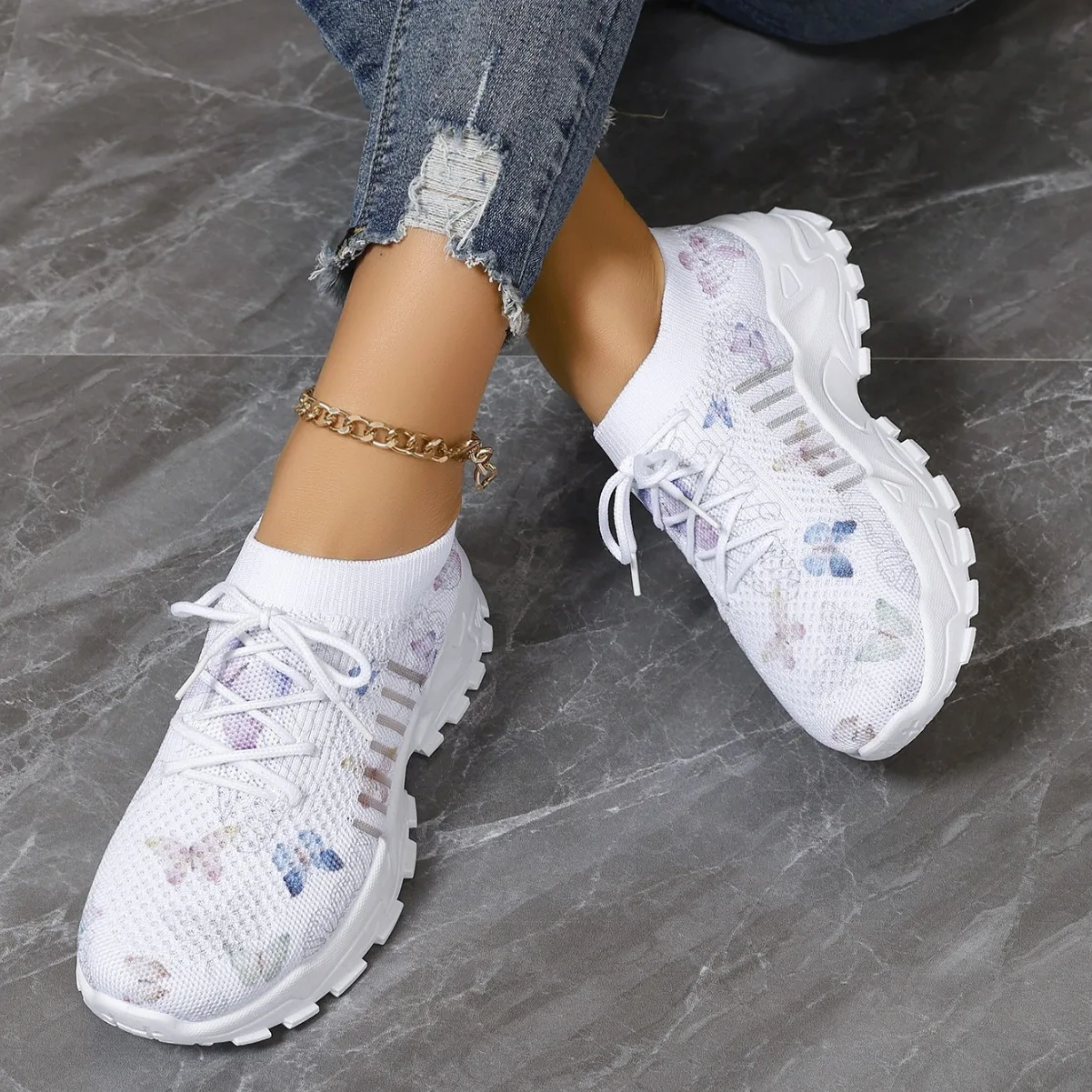 Women Running Shoes Colorful Platform Designers Butterfly Casual Sneakers