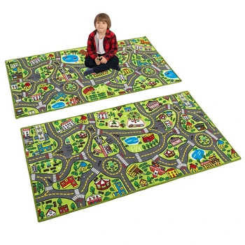 Customized Funny Beautiful Kids Playmat Rug Design City Road Picture ...