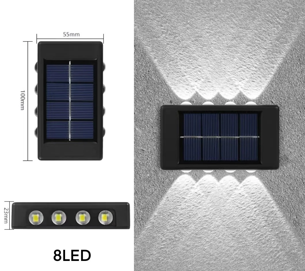 4LED 6LED 8LED 10LED 12LED 16LED up and Down Solar Wall Light Outdoor Decoration Garden Courtyard Home Wall Light Waterproof