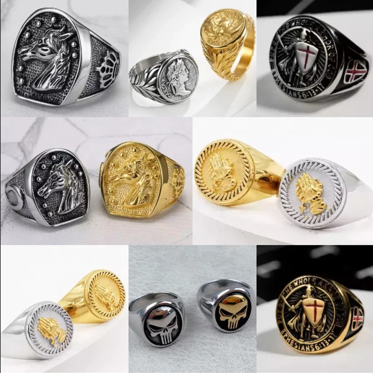 Wholesale Engraved Unique Fashion Men Rings Jewelry Stainless Steel ...