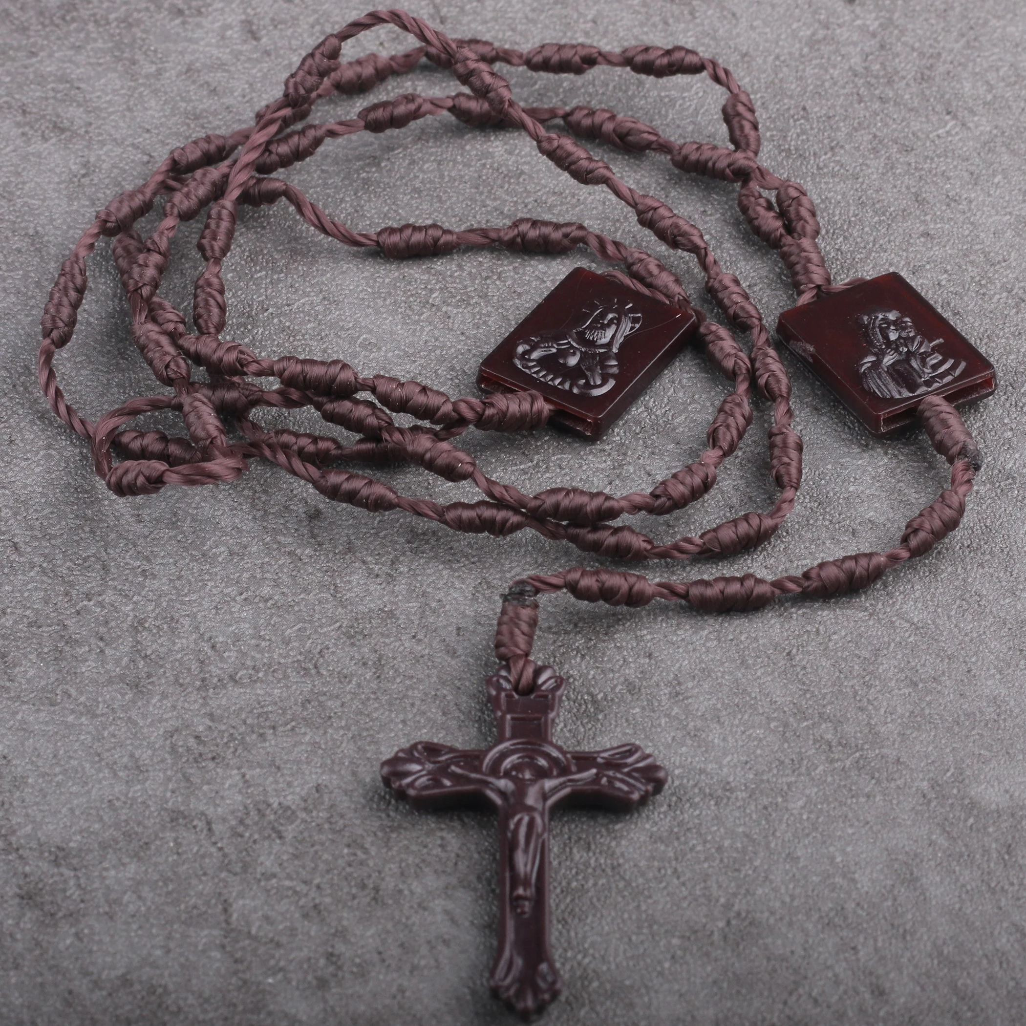 Brown Scapular Rosary Necklace By Cord - Buy Rosary Necklace Scapular ...