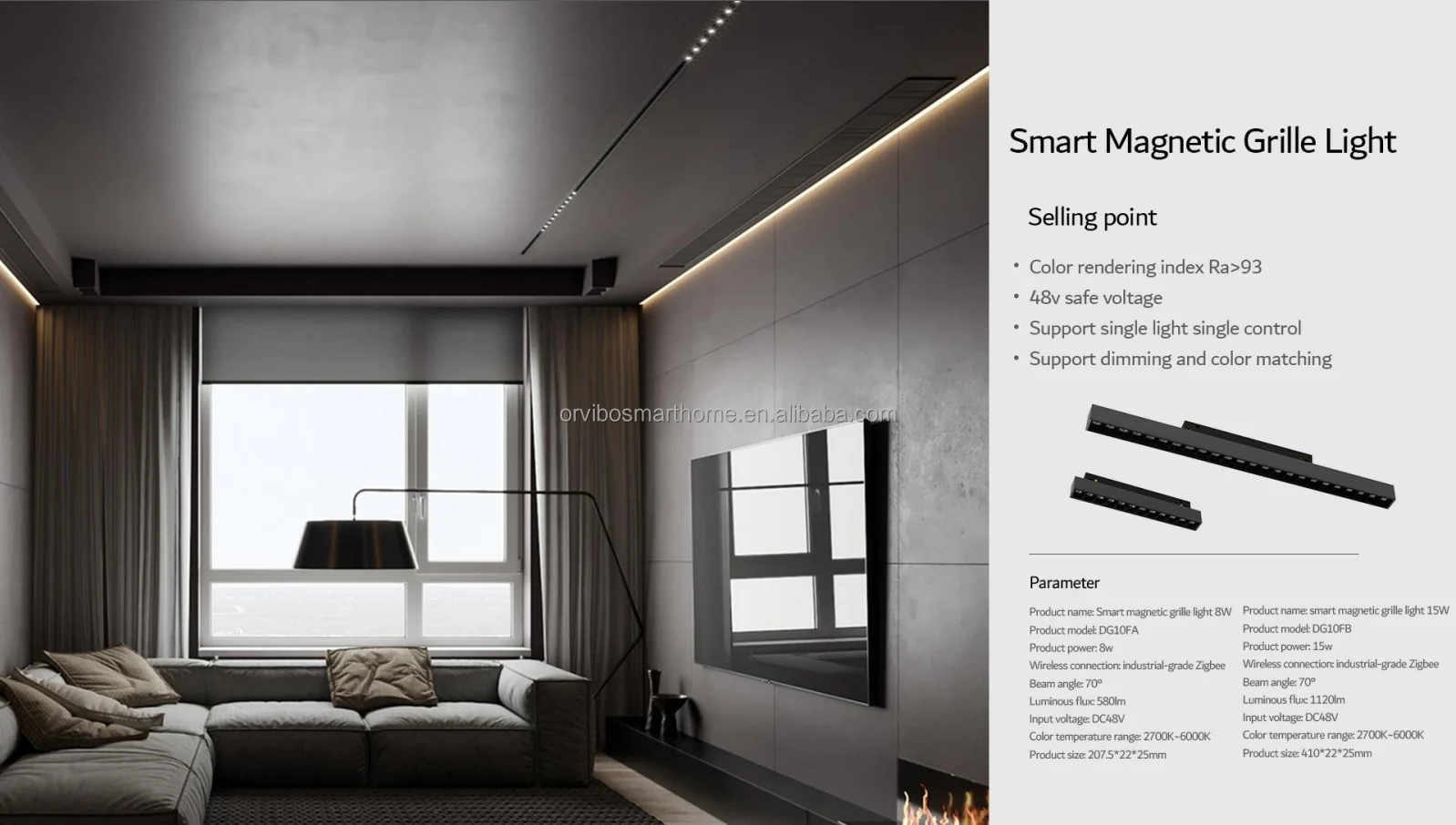 2021 ORVIBO Zigbee Smart Light Smart Magnetic Track Grille Light 15W Smart Ceiling Light