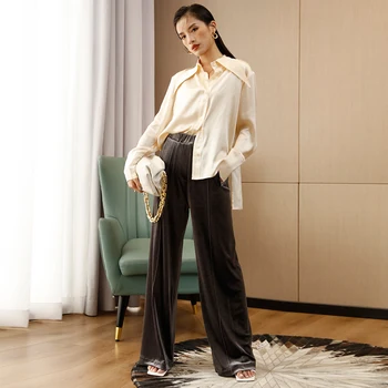 Best Price High Quality Women's Plus Size Tops Set New Trend Casual Style Pants with Embroidered Technique XS Size