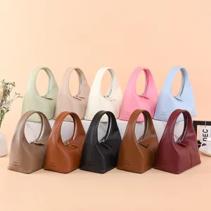 2026 New Fashion Mini Hobo Bag Women Solid Color PU Leather Top Handle Handbag Casual Shoulder Bags
