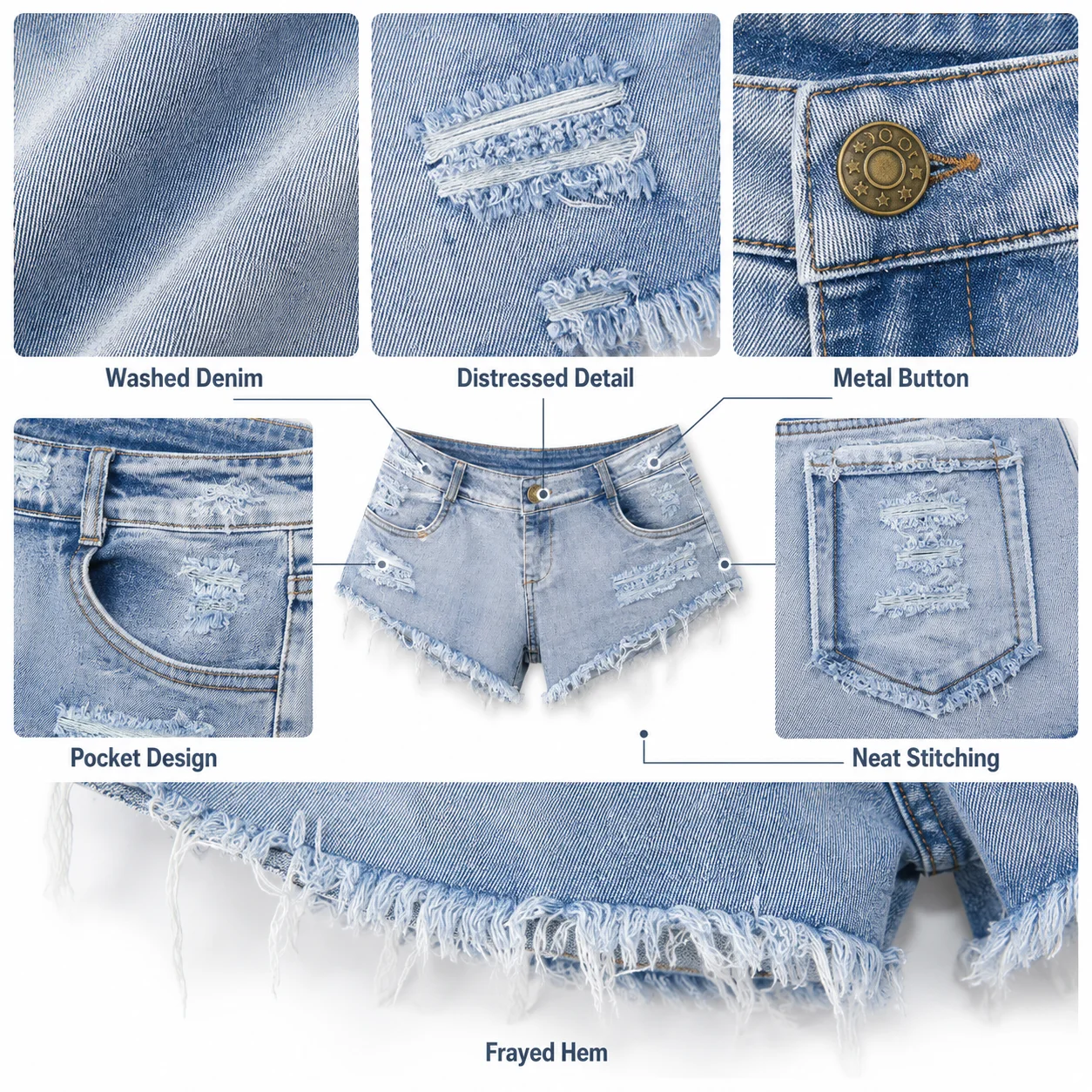 New Sexy European and American for Frayed High-Waisted Skinny Quick Dry Denim Shorts Women's Jeans for Women