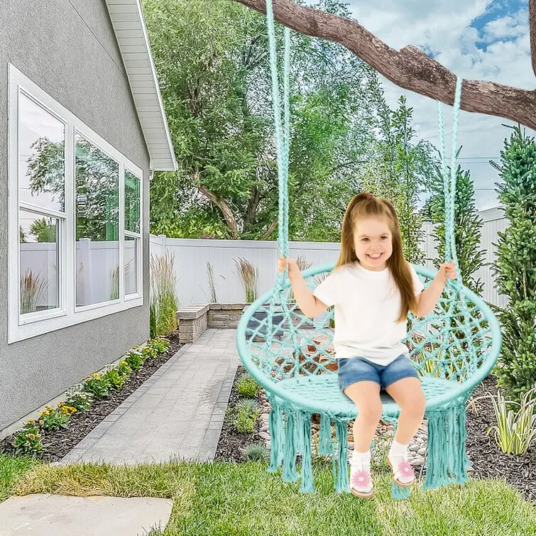 Garden Person Porch Swing Leisure Patio Cotton Rope Hanging