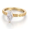 Bague en or jaune 14 carats + diamant de laboratoire