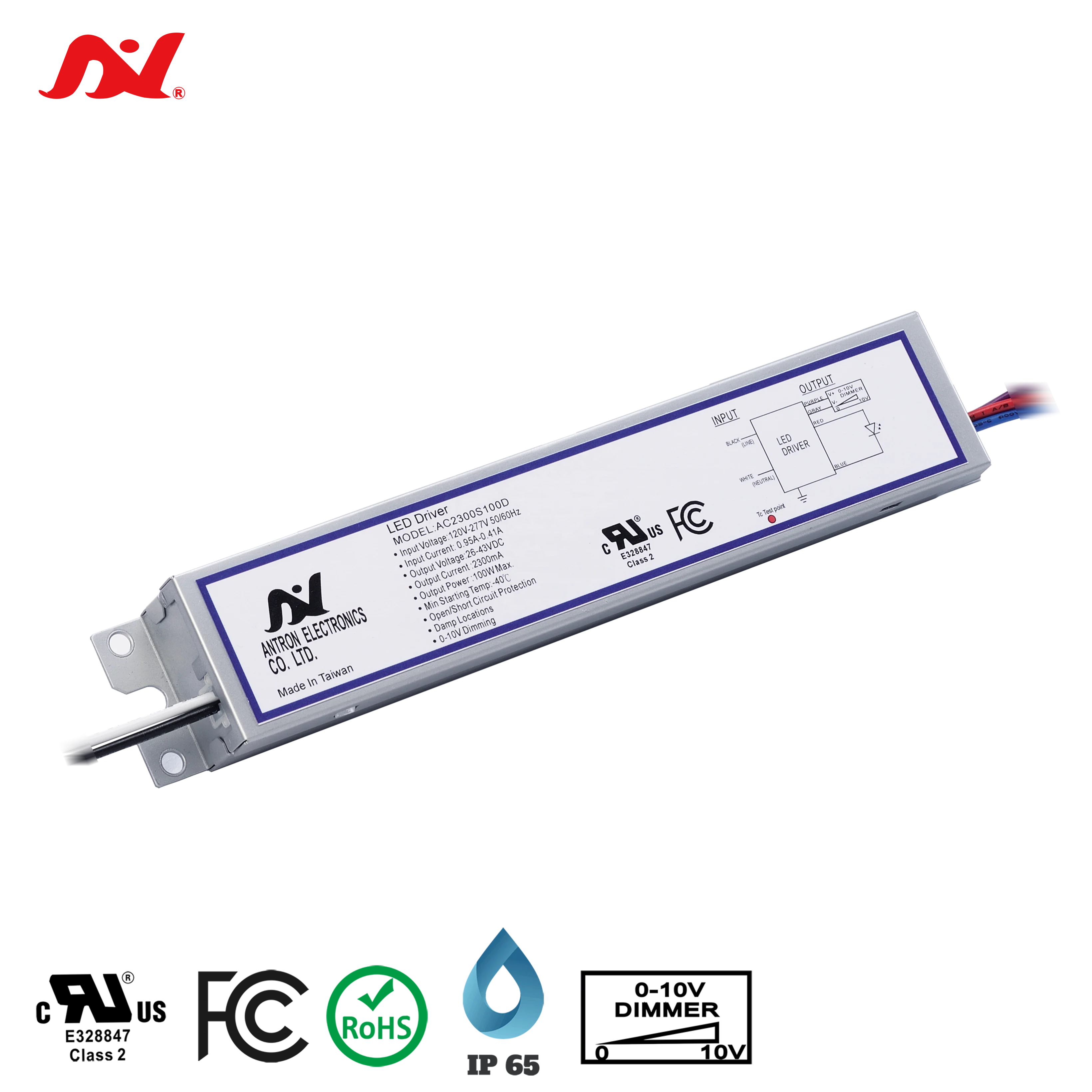 Высококачественный светодиодный драйвер с регулируемой яркостью 100 Вт класс 2