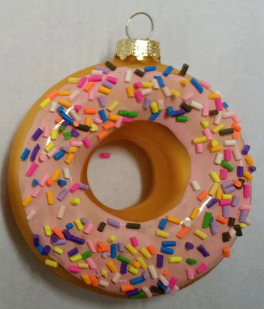 Wholesale Custom Cute Simulated Donuts Glass  Christmas Tree Decorative Hanging Pendant High Quality Hand Painted Food factory