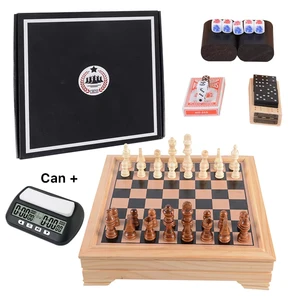 Wooden Chess Board Game Set Develop Decision Making Skills 6 in 1 Chess and Checkers Set for Leisure Activities for Schools