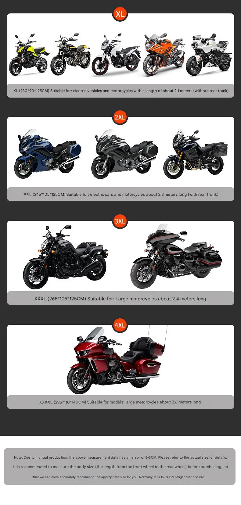 Polyester Taffeta 190T Full Coverage UV Protection Motorcycle & Electric Vehicle Cover Reflective Strip (Multiple Sizes M-4XL)