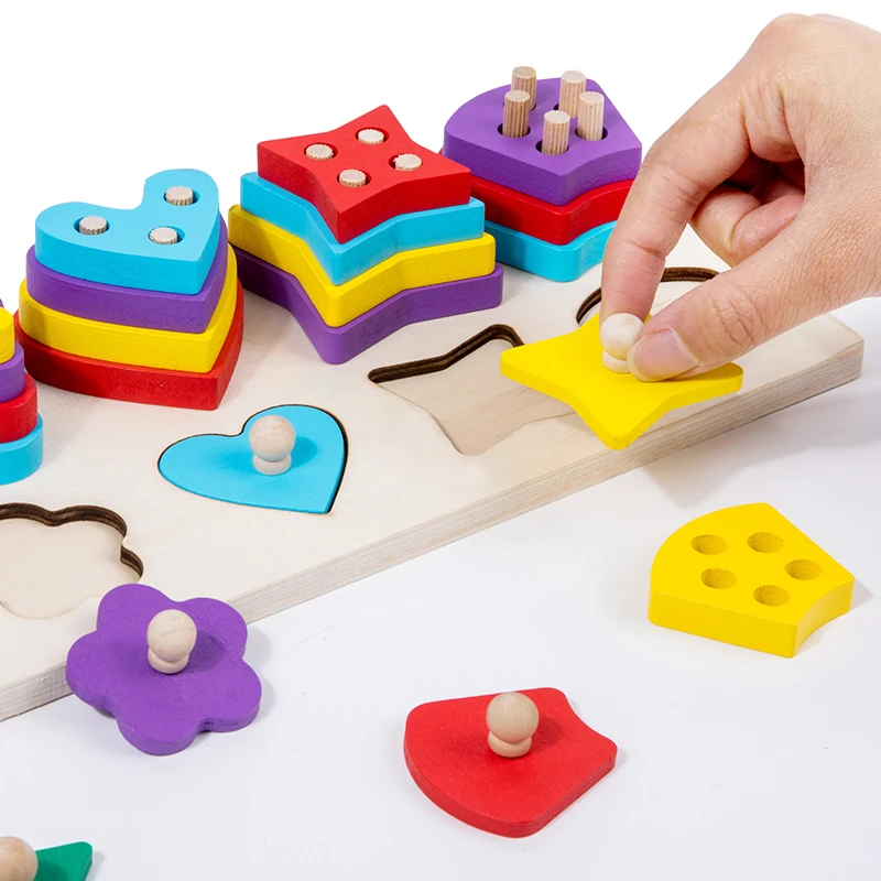 High Quality Mini Color Shape Recognition Wooden Shapes Sorter Educational Sorting Montessori Toys
