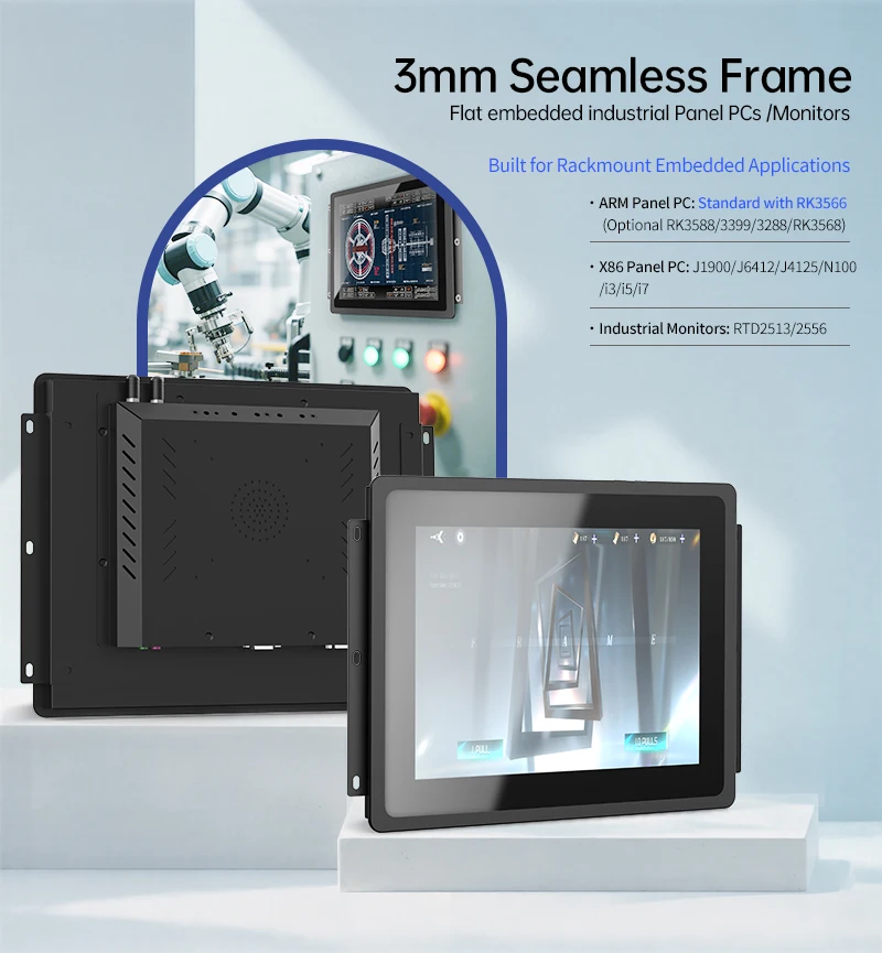 High Quality Industrial All-in-One Touch PC 21.5" IP65 PCAP Capacitive J9001/i5/i7 CPU Linux/Windows Fanless Embedded Panel PC