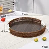 Round deep color wooden bottom tray-31*4.5cm