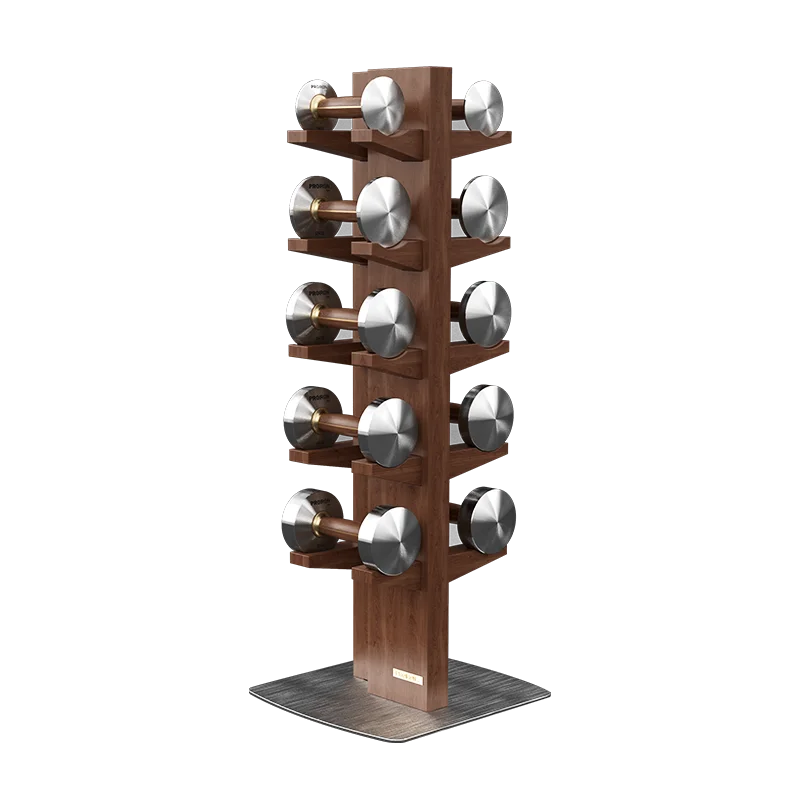 Luxury Heavy Wooden Dumbbell Shelf Set Proiron Dumbbell Tree