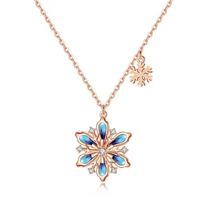 2022 Fashionable Jewelry 925 Sterling Silver Snowflake Necklace Pendant Rotatable Jewelry