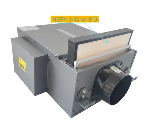 Ceiling Mounted 250m3/h Positive Pressure Ventilation System H12 Filter Steel Galvanized Steel Heating Home Fresh Air Supply