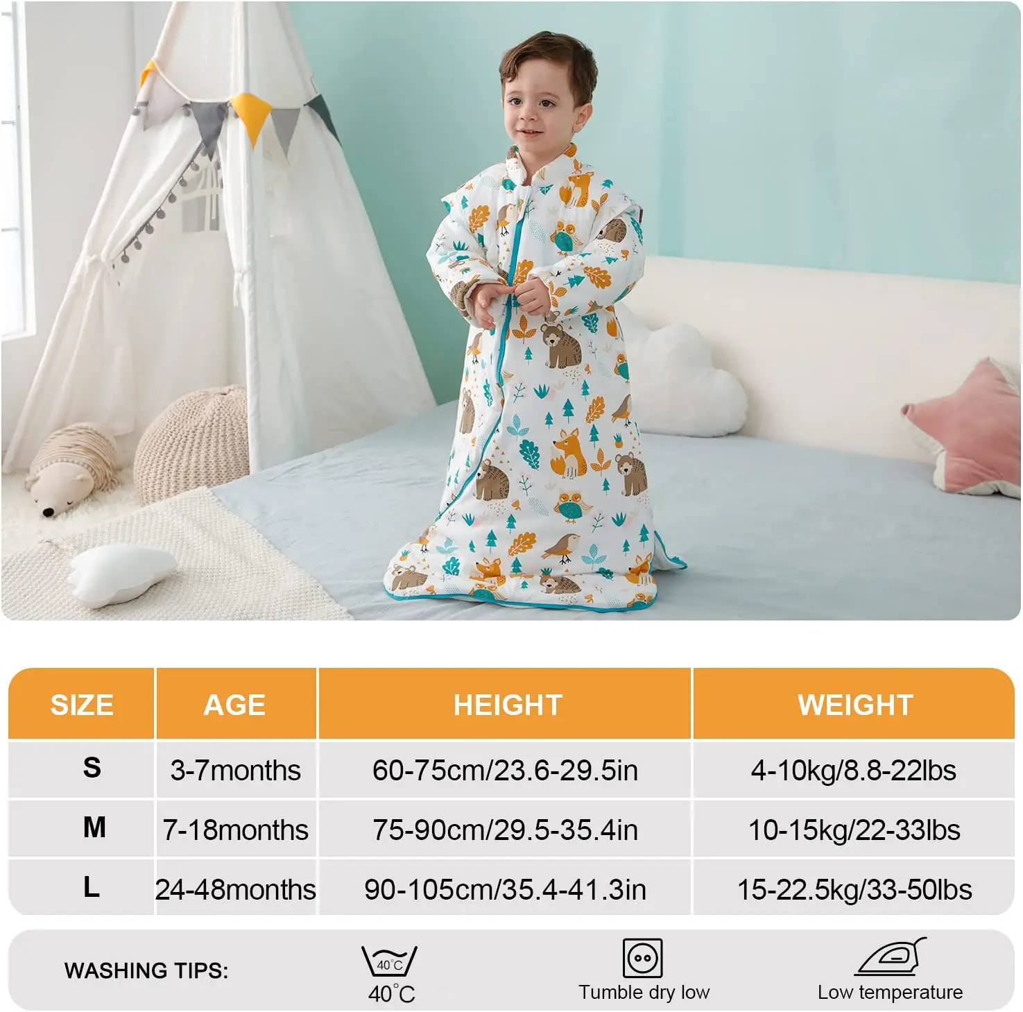Baby Winter Sleeping Bag Kids Sleeping Bag 3.5 Tog Organic Cotton