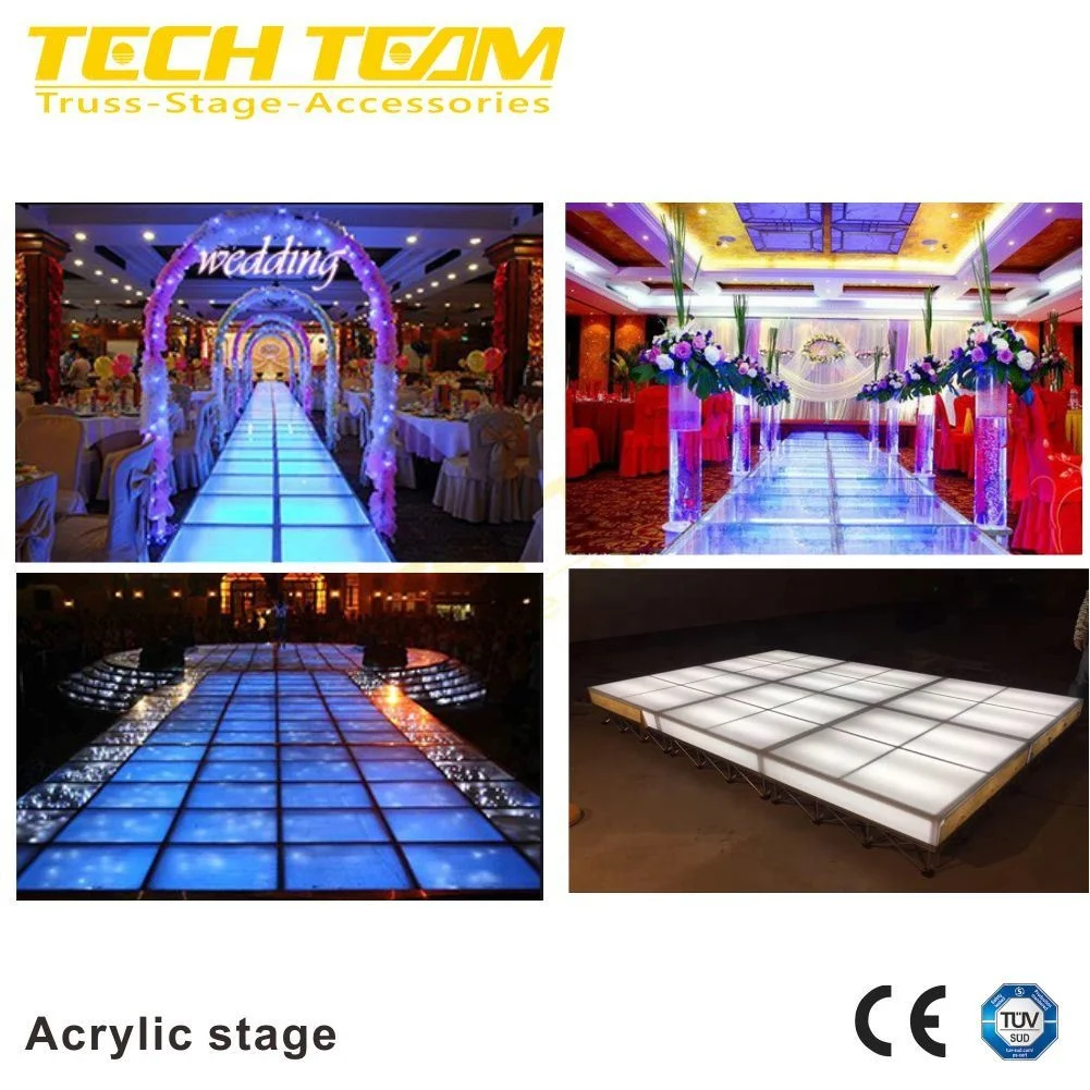 TECHTEAM Successful Case Outdoor Event Acrylic Clear Wedding Stage With Crystal Pillars