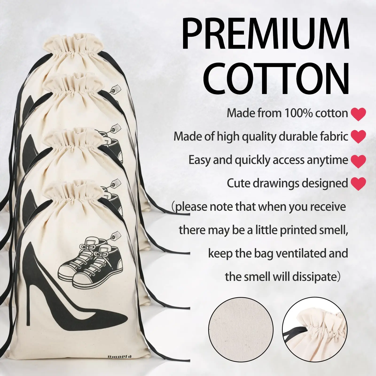 Wholesale Heavy Duty Cotton Canvas Ladies Dance Pointe Shoe Bags With